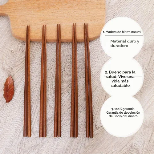 Vista 3 de Bambú natural chino, Hot Pot palillos, 10 pares, set de regalo, 10.6 pulgadas de largo, color café, Marrón1 Premium Chinese Japanese Korean