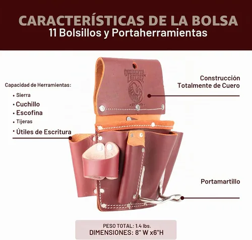 Vista 3 de Occidental Leather Pro Drywall Pouch - 11 bolsillos y portaherramientas - Fabricado en Estados Unidos