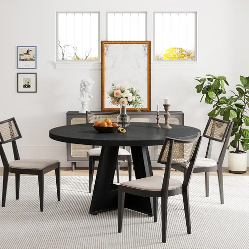 Vista 8 de Tribesigns Mesa de Comedor Redonda de 47 Pulgadas Mesa de Cocina de Madera para Comedor, Mesas de Dinner Room de 47" para 4-6, Muebles de Acento