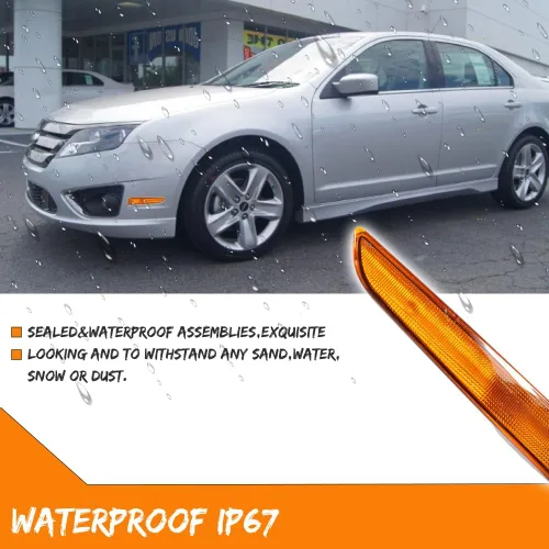 Vista 5 de ADIIL Kit de carcasa de luz de señal de luz de señal de parachoques delantero de lente ámbar compatible con Ford Fusion 2010 2011 2012