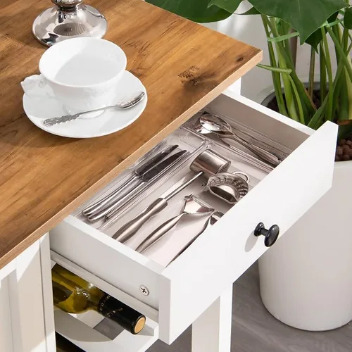 Vista 4 de Carrito pequeño de isla de cocina con ruedas con mesa de madera de 31.4