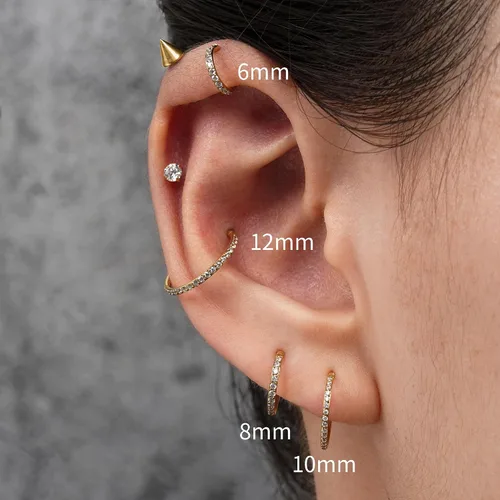 Vista 2 de FINE4U ASTM F136 Titanium Hoop Body Jewelry 16G 6mm 8mm 10mm 11mm 12mm - Hypoallergenic Hinged Clicker for Septum, Cartilage, Conch, Helix, Rook