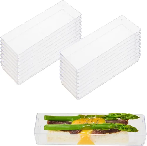Vista 19 de Restaurantware Mini platos de degustación de 5.2 x 1.8 pulgadas, 100 platos rectangulares desechables de plástico, platos de plástico negro