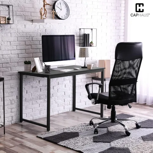 Vista 2 de CAPHAUS Escritorio moderno para computadora de 32 pulgadas para oficina en casa, juegos y espacios pequeños, fácil montaje, tablero de partículas