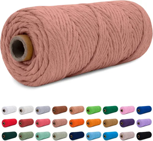 Vista 18 de CAMAL Cordón de macramé de 0.157 in x 109 yardas (328.1 ft), cuerda de algodón de color para tejer, manualidades, colgar en la pared, proyectos