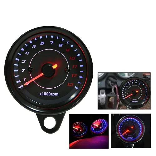 Vista 8 de Tacómetro electrónico universal con retroiluminación LED de 12 V, medidor de motocicleta de CC, construcción de aluminio, requiere instalación