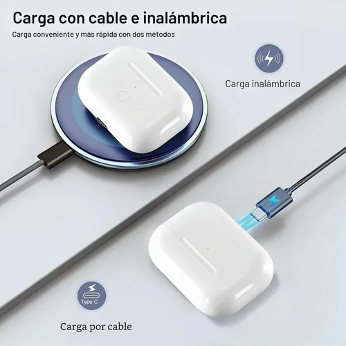 Vista 4 de Funda de carga inalámbrica compatible con AirPod Pro de 1ª y 2ª generación con carga USB-C, repuesto de funda de cargador Air Pod Pro 2 1 con botón