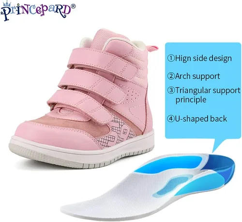 Vista 3 de princepard Tenis ortopédicos para niños y niños pequeños, zapatos correctivos con soporte de arco y tobillo, evitan que los niños y niñas caminen