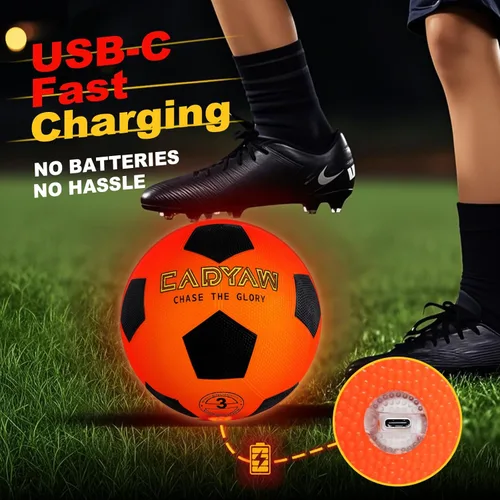 Vista 4 de Glow in The Dark Soccer Ball, Rechargeable Light up Soccer Toys, Birthday Gift for Boys and Girls 8-12, Cool Toys for Kids Outdoor Night Activity