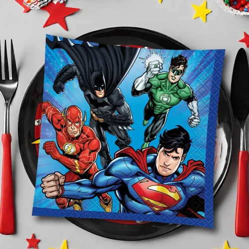 Vista 3 de Artículos de fiesta de Justice League, Servilleta para bebidas , talla única , Multicolor
