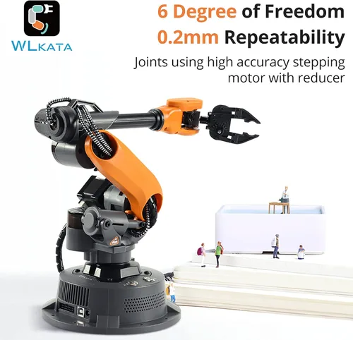 Vista 4 de wlkata Mirobot 6DoF Mini brazo robótico industrial Kit profesional programable ligero brazo robótico de escritorio para impresora K12 o 3D