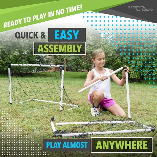 Vista 4 de Sport Squad Portable Soccer Goal Net Set - Training Soccer Goals for Backyard - Indoor or Outdoor Versions - Easy Assembly - Great for Kids and
