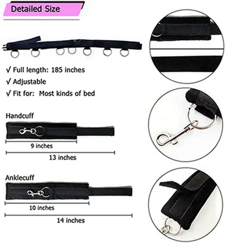 Vista 7 de Correas de cama King para adultos, correas de amarre para adultos, juguetes de dormitorio, correas de cama para tamaño Queen, correas de cama