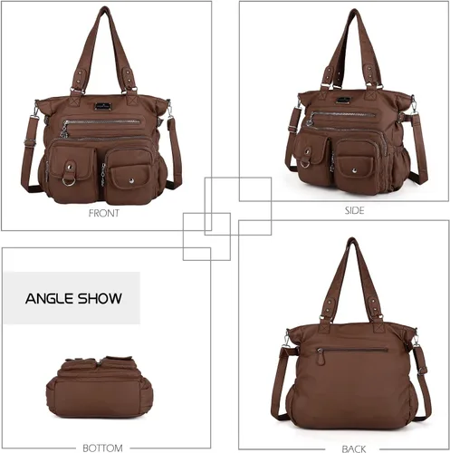 Vista 3 de Angel Kiss Monederos y bolso de mano para mujer, bolso de hombro de piel sintética suave para mujer, bolso de mano con asa superior