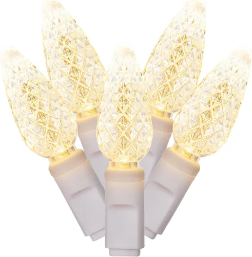 Vista 2 de Vickerman X4W8105PBG - Juego de 100 luces LED C6 EC con cable blanco, 4 pulgadas x 34 pies, color blanco frío