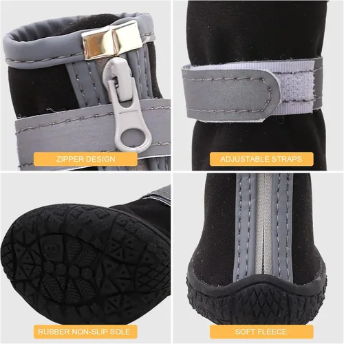 Vista 3 de Zapatos de perro para perros pequeños, botas para perros y protector de patas para el día de nieve de invierno, pavimento caliente de verano