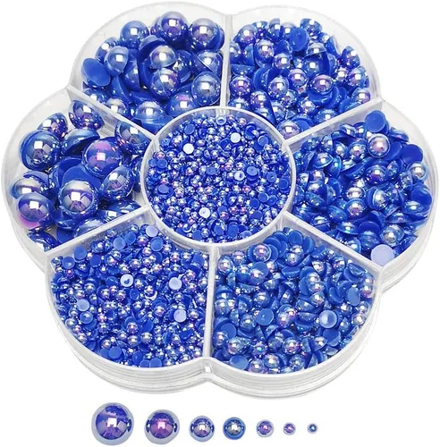 Vista 14 de Chenkou Craft - 1 caja con 3000 mitades de perlas, cuentas redondas con parte posterior plana, imitación de perlas beige, cuentas sueltas de gemas