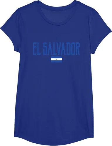 Vista 22 de Camiseta de texto azul con bandera de El Salvador, Negro, S