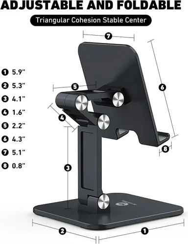 Vista 8 de OCYCLONE Soporte para iPad para escritorio, ajustable, plegable, para tableta, accesorios de iPad, soporte de exhibición, accesorios de oficina