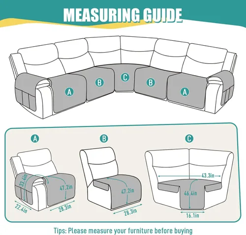 Vista 3 de Ruaozz Fundas de Sofá Seccional Reclinable Extra Grandes Impermeables Funda de Sofá para Sofá Reclinable en Forma de L de 5 Asientos Fundas de Sofá