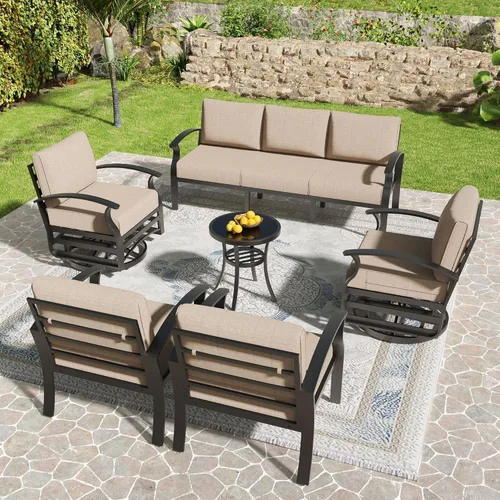 Vista 17 de Kullavik Juego de muebles de patio al aire libre de aluminio con cojines Arena