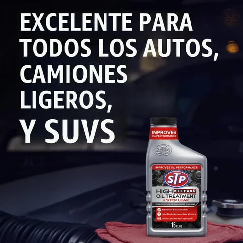 Vista 6 de STP Tratamiento de aceite de alto kilometraje + detener fugas - 15 onzas líquidas
