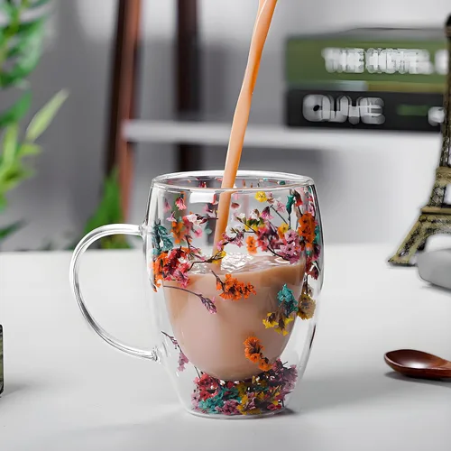 Vista 5 de NBHUZEHUA Juego de 2 Tazas de Café de Doble Pared, Juego de Tazas de Vidrio Aisladas, Recién Casados, Compromiso, Aniversario, para Él y Ella