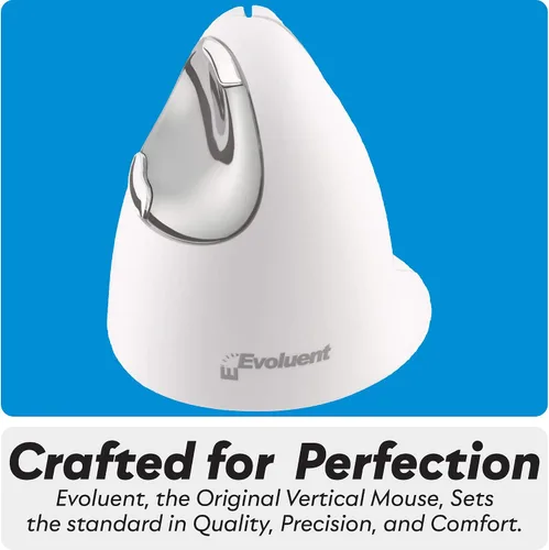 Vista 5 de Evoluent Inventor del mouse vertical - VM4RB Ratón vertical ergonómico blanco Bluetooth para Mac, mano derecha Med a grande, esculpido para mayor