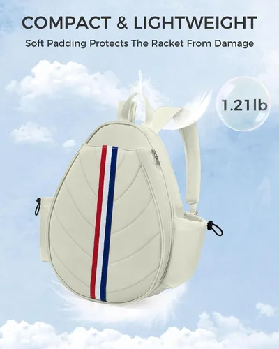 Vista 4 de Bolsa de tenis, mochila de tenis resistente al agua para mujeres y hombres, diseño de bandolera acolchada para tenis, pickleball, raquetas
