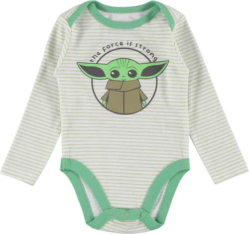 Vista 2 de STAR WARS Baby Yoda Boys' 3 Piece Short Sleeve Bodysuit Pull-on Pants and Accessory