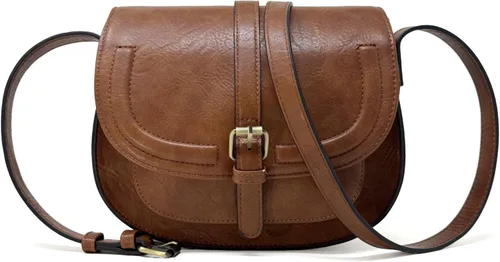 Vista 13 de Bolsa cruzada de cuero vegano para mujer, pequeña, para colgarla en el hombro, monedero, estilo bohemio Beige