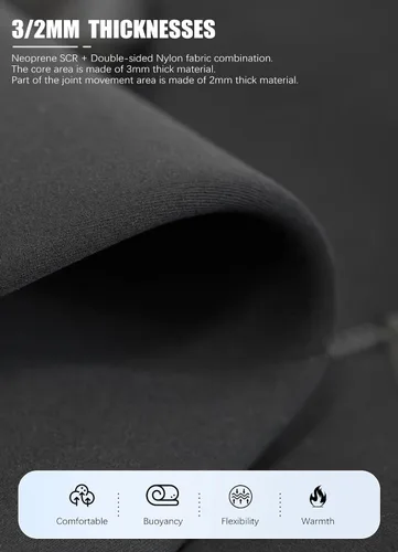 Vista 3 de Hevto Traje de neopreno de talla grande para hombre y mujer, 3/2 mm, neopreno completo, traje corto, cremallera en la espalda, para natación