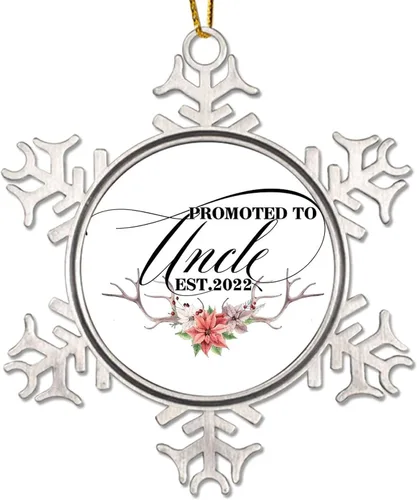 Vista 16 de Adorno de Navidad Promoted to Mommy para niños y bebés, decoración de Navidad de 3 pulgadas, copo de nieve de metal, adorno de árbol de Navidad
