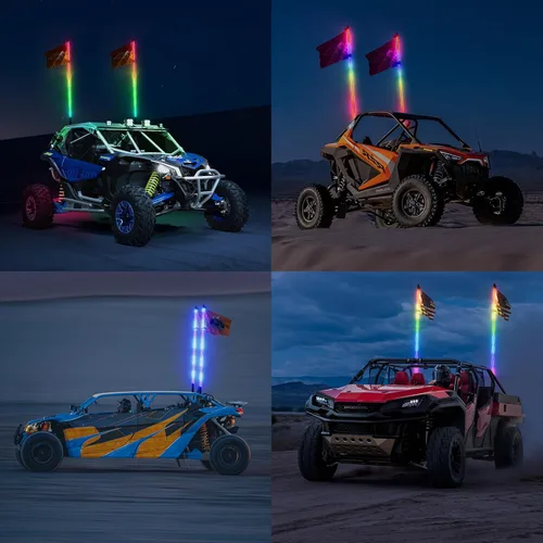 Vista 7 de Ehaho 2 piezas luces de látigo de 1 pie para UTV ATV con base de resorte, luz LED de látigo tres veces más brillante con interruptor basculante y 6