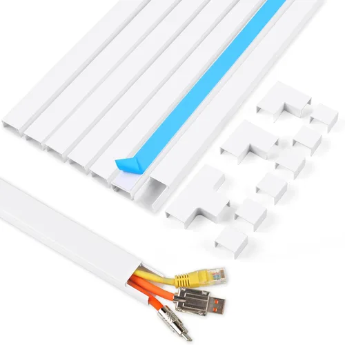 Vista 8 de Rindion Ocultador de cables, protector de cables de TV de 85.2 pulgadas, cubiertas de cable para cables en la pared, cubiertas de alambre