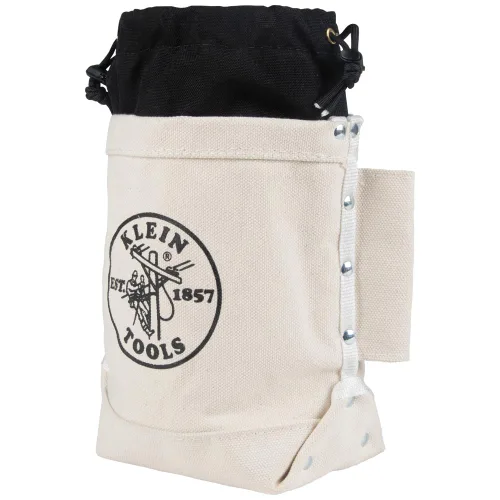 Vista 2 de Klein Tools 5416TCP - Bolsa de herramientas con cierre superior extra alto para pernos con cordón de 3 pulgadas, de lona resistente No. 4, de 5 x 12