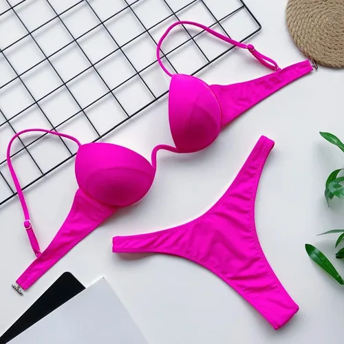 Vista 4 de CYee Traje de baño sexy de 2 piezas para mujer, traje de baño de triángulo de corte alto