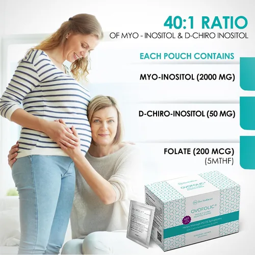 Vista 2 de Suplemento ovofólico de inositol - Myo-inositol y D-Chiro Inositol Plus Folato Activo- Proporción ideal 40:1 - 30 sobres