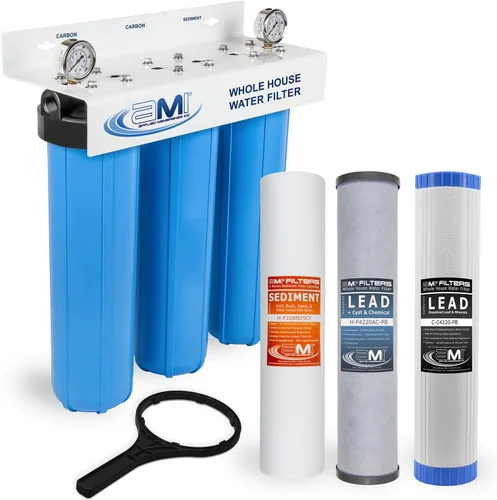 Vista 7 de APPLIED MEMBRANES INC. Sistema de filtro de agua de 3 etapas para toda la casa Filtros de 4.5 x 10 pulgadas que eliminan plomo disuelto