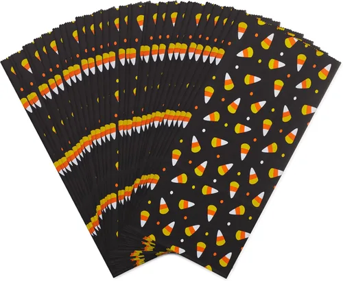 Vista 5 de Hallmark Bolsas de papel para fiestas de Halloween, golosinas y golosinas (30 bolsas: maíz negro y caramelo) para fiestas en el aula, bolsas
