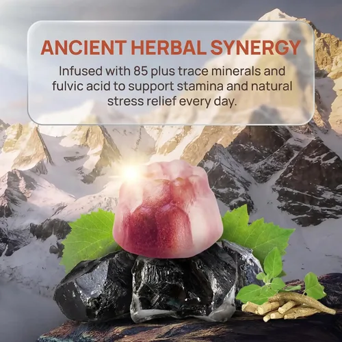 Vista 4 de KIMON Himalayan Shilajit Gummies - Gomitas Shilajit naturales con sabor a uva para hombres y mujeres, potenciador de energía con Ashwagandha y más