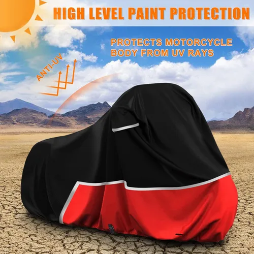 Vista 8 de Cubierta impermeable para motocicletas de repuesto para modelos Harley Davidson Cruiser, tela Oxford 420D Softail, Dyna, Iron 883, Fat Boy 114