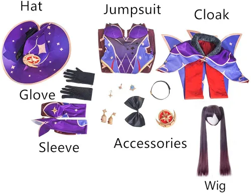 Vista 6 de Genshin Impact Mona - Disfraz de cosplay para mujer, astrólogo, juego completo para Halloween Carnaval