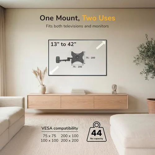 Vista 4 de Mount-It! Soporte de pared para televisor LCD con movimiento e inclinación completos Negro