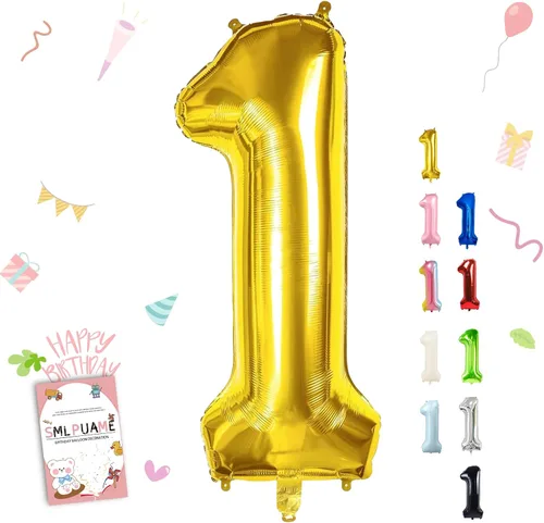 Vista 125 de Globos grandes de 40 pulgadas de números del 0 al 9, globos numéricos para decoración de fiesta de cumpleaños, globos de helio de aluminio