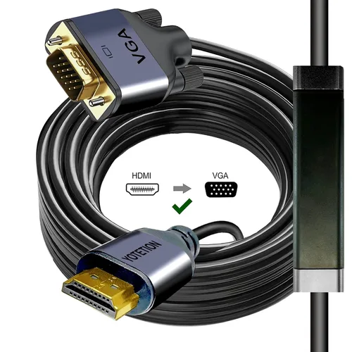 Vista 4 de Cable HDMI a VGA de 75 pies con IC, HDMI a VGA chapado en oro compatible para computadora, computadora de escritorio, laptop, PC, monitor