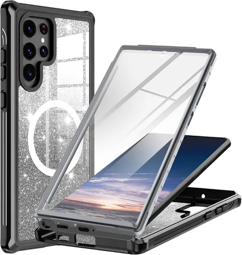 Vista 20 de Hekodonk Funda con Purpurina para Samsung Galaxy S24 Plus, Compatible con MagSafe