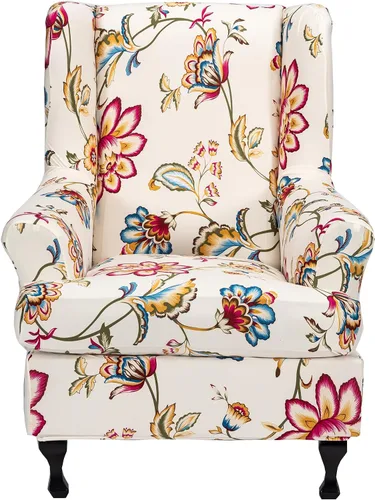 Vista 32 de CRFATOP Fundas para silla de alas estampadas, 2 piezas, elásticas con respaldo de ala, fundas de tela de elastano con respaldo de ala, fundas