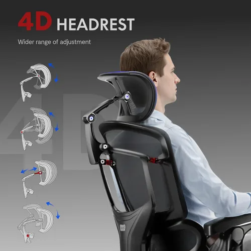Vista 3 de FLEXISPOT ErgoX-Pro - Silla de oficina ergonómica prémium color obsidiana