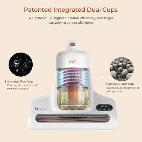Vista 10 de JIGOO J200 Improve Sleep Mattress Vacuum Cleaner Uv Sanitizing, Deep Cleaning Bed Vacuum Non-Destructive Fabrics, 99.9% Effective Filtration for